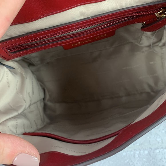 Michael Kors Whitney Leather Backpack Purse Gold chain Brick red New NWOT - Picture 9 of 17